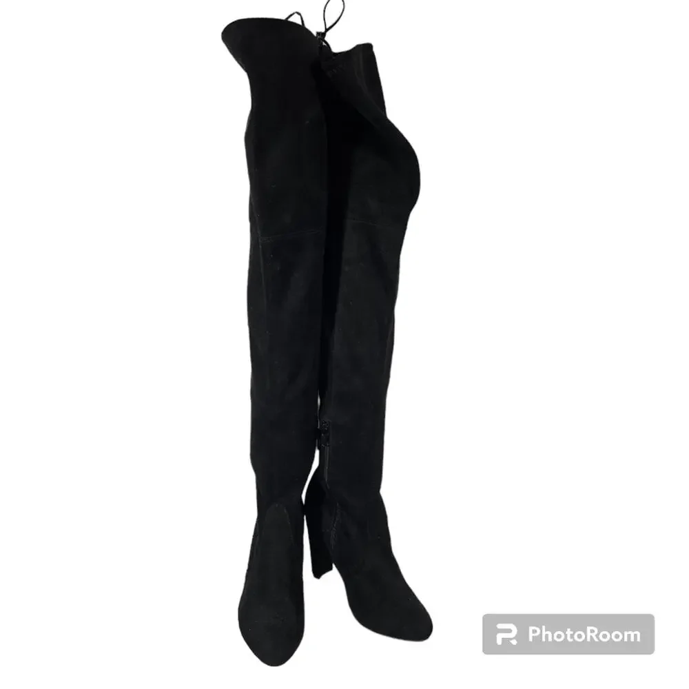 Charlotte Russe Thigh High Over the Knee Black Suede Boots Women's Size 7